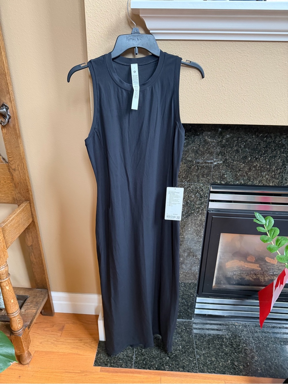 Lululemon All Aligned Ribbed Midi Dress - Black - Size 8 - NWT